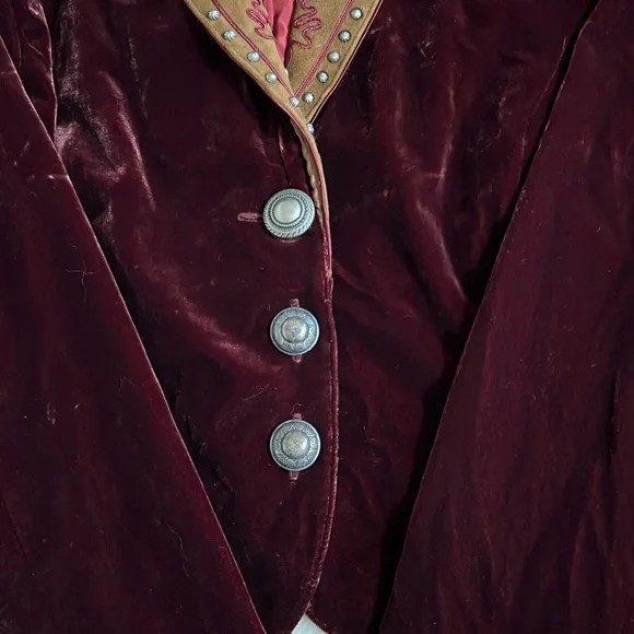Vintage Double D Ranch Crushed Red Velvet Western Blazer. Women’s Size Small - Picture 7 of 8